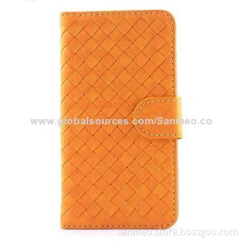 Braid Leather Mobile Phone Case for iPhone 5/6, Perfectly Fits the Shape, with Wallet & HolderNew